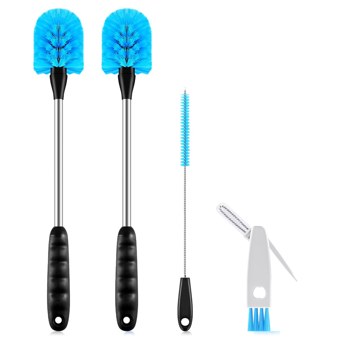 SLUXKE Long Handle Bottle Brush Set with Straw Cleaner Brush and 3 in 1 Cup Lid Cleaning Brush, Wate