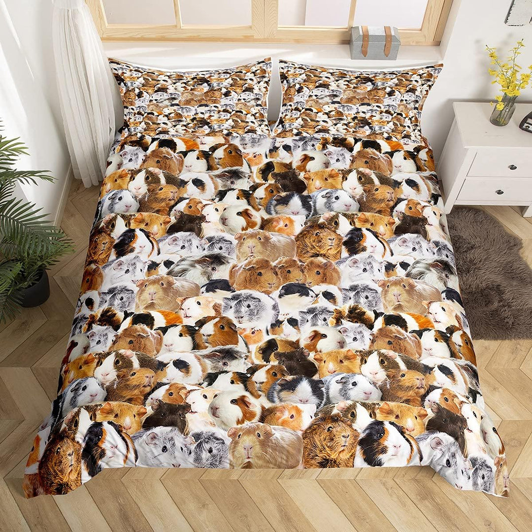 Tbrand Kinder Meerschweinchen Bettwäsche Set 135x200cm Kinder Niedlich Cavy Muster Lustig Bettbezug