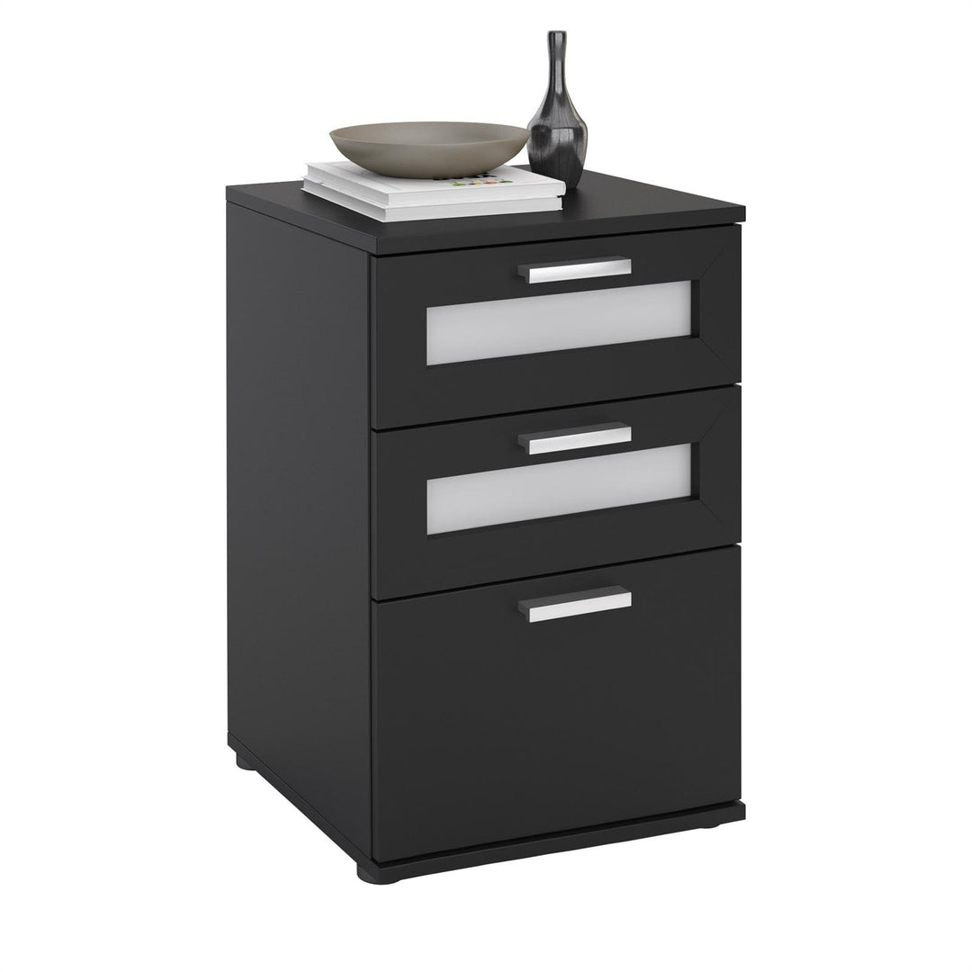 CARO-Möbel Nachttisch für Boxspringebtt Nachtschrank Nachtkommode MARIKE in schwarz, mit 3 Schublade