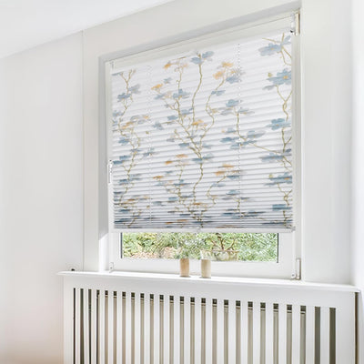 HOMEDEMO Plissee ohne Bohren Verdunkelung mit Botanisch Blumen Muster, Verdunklungsplissee Klemmfix,