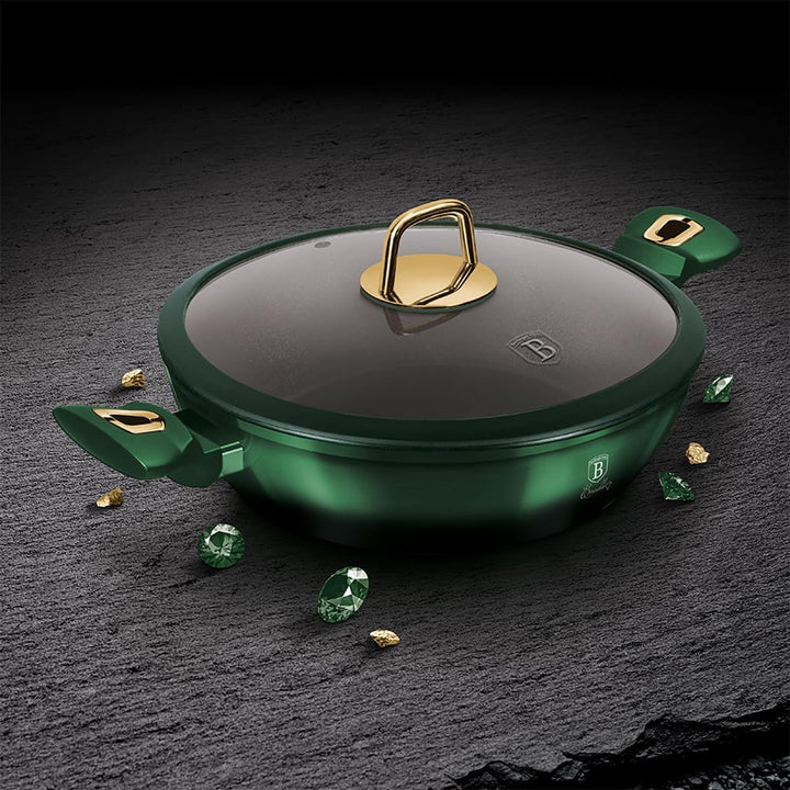 BerlingerHaus Emerald Collection Shallow Pfanne mit Deckel, 28 cm, BH/6060 emerald Edelstahl 18/8, G
