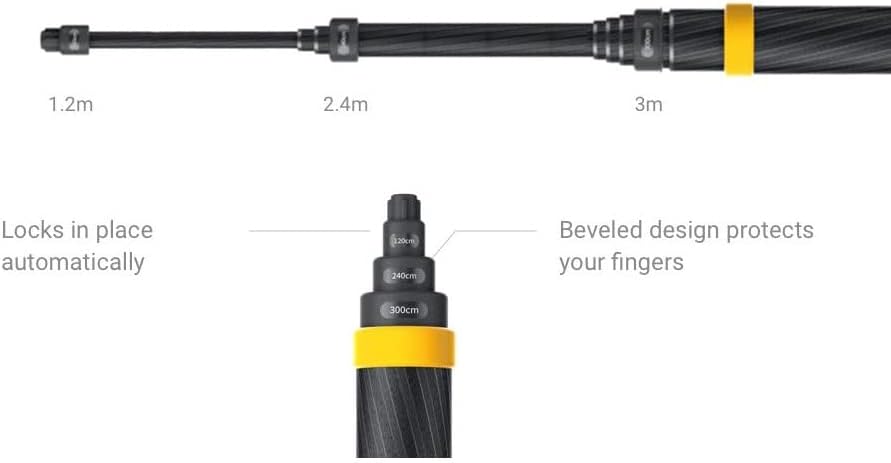 Insta360 Selfie-Stick für X3,ONE RS (ohne 1-Zoll 360),ONE X2,ONE R,ONE X,ONE Action-Kamera, 3 m Einz