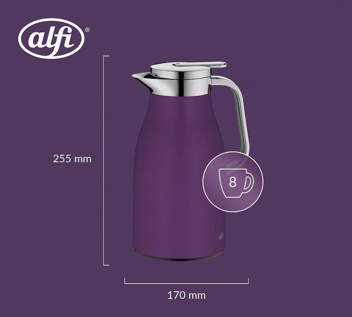 alfi SKYLINE 1,0l, deep lavender, Edelstahl-Isolierkanne mit hygienischem Hartglaseinsatz, Drehversc