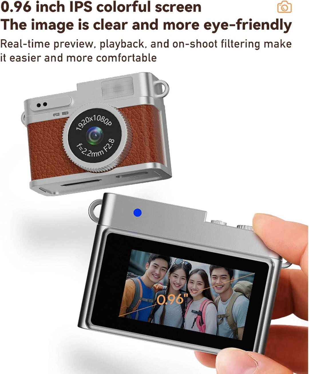 Elprico Retro -Digitalkamera, 1080p Vintage Style Point and Shoot Vlogging Camera mit Blitzlicht und