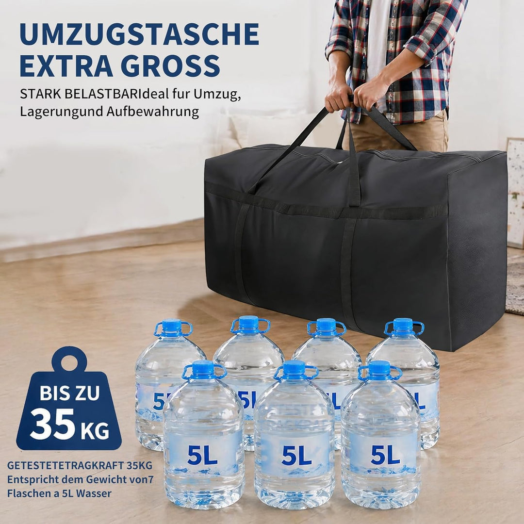 180L Umzugstasche aus 600D Oxford – Wasserdichte, extra starke Aufbewahrungstasche mit verstärkten G