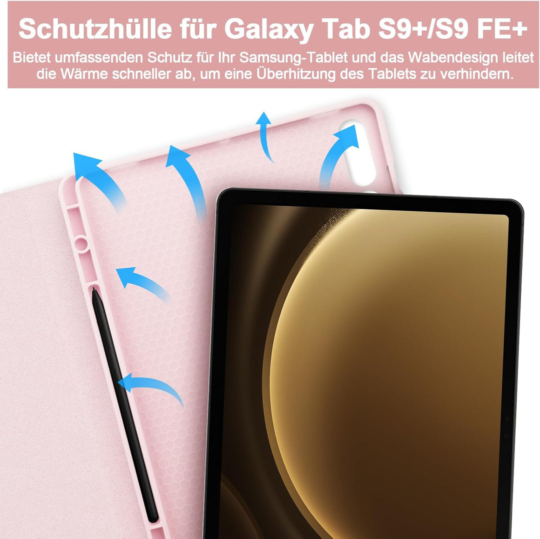 Bettdow für Samsung Galaxy Tab S10+/S10 Plus Tastatur Hülle, QWERTZ Layout Abnehmbarer Beleuchtete T
