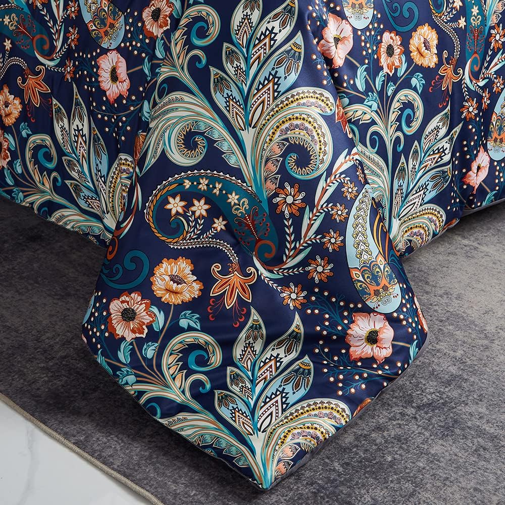 Lanqinglv Boho Bettwäsche 155x220 cm Bohemian Grau Bunt Indischen Paisley Mandala Wende Bettwäsche S