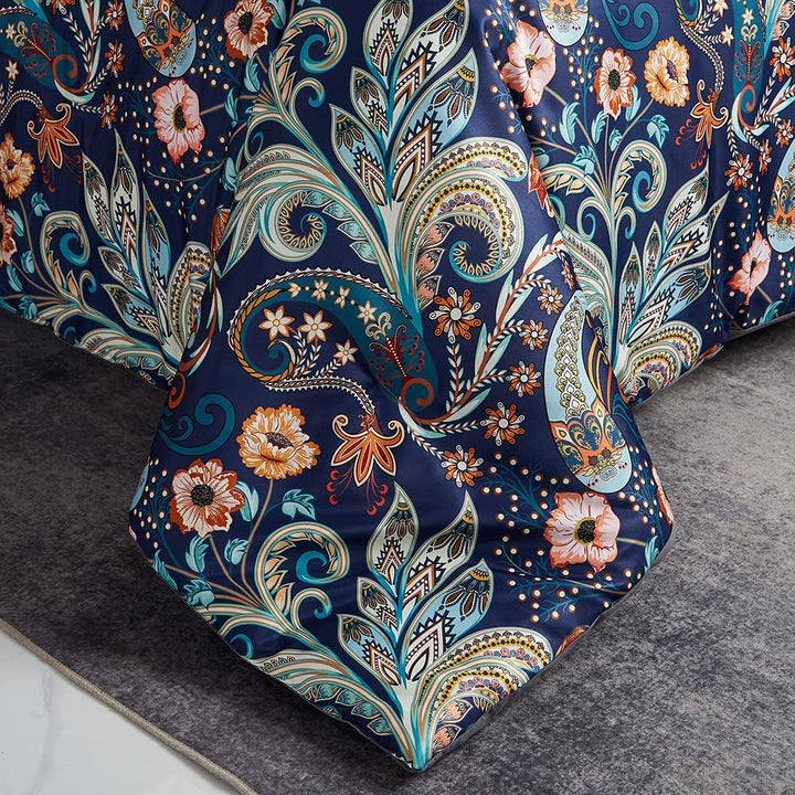 Lanqinglv Boho Bettwäsche 155x220 cm Bohemian Grau Bunt Indischen Paisley Mandala Wende Bettwäsche S