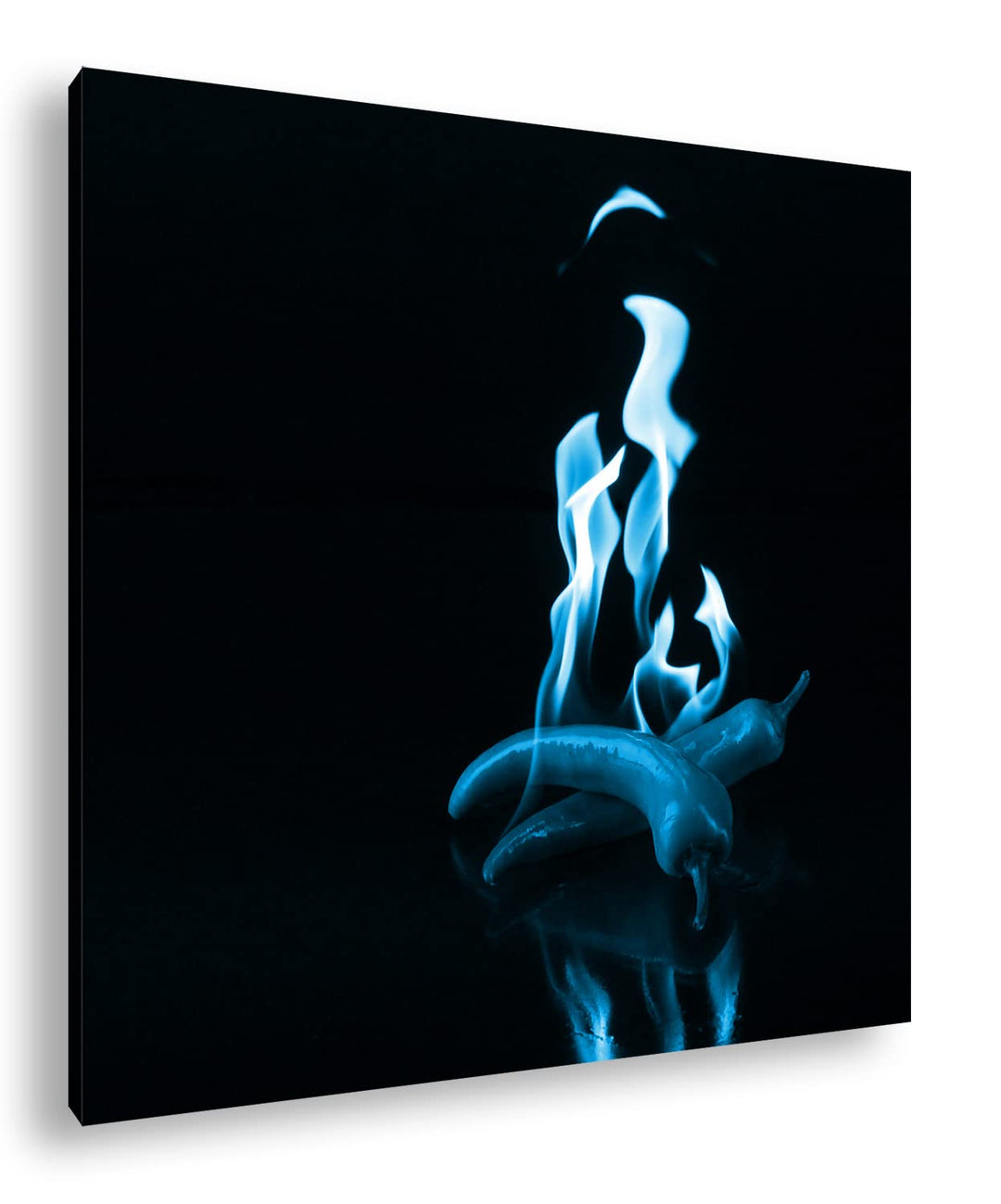 deyoli Feuer scharfe Pappironie Format: 60x60 Effekt: Monocrome Blau als Leinwandbild, Motiv fertig