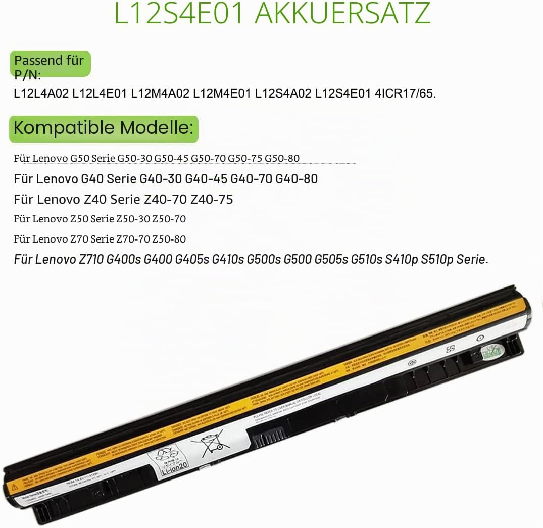 XITAIAN 14.4V 41Wh L12M4E01 L12S4A02 Ersatz Laptop Akku für Lenovo Z50-70 Z50 G505S G400S L12L4A02 L