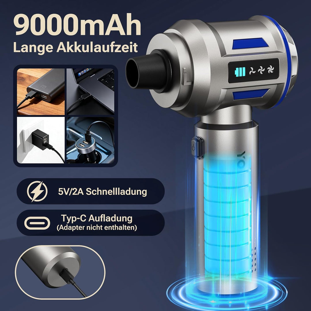 Handstaubsauger Akku, 27000Pa/150W Autostaubsauger Kabellos, 250.000 U/min Mini Staubsauger, Aufladb