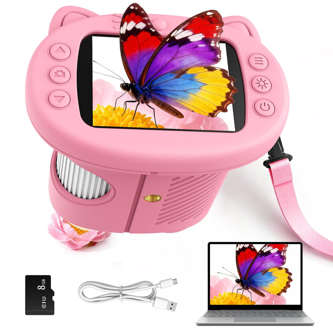 Mikroskop für Kinder, 1000X&2.4" HD Bildschirm Kinder Mikroskop Spielzeug ab 3 4 5 6 7 8 Jahren Kind