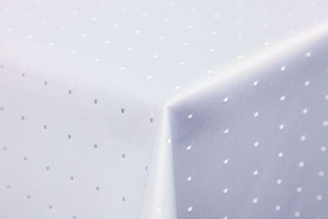 Punkte Damast Tischdecke 160x260 oval von First-Tex *weiss*