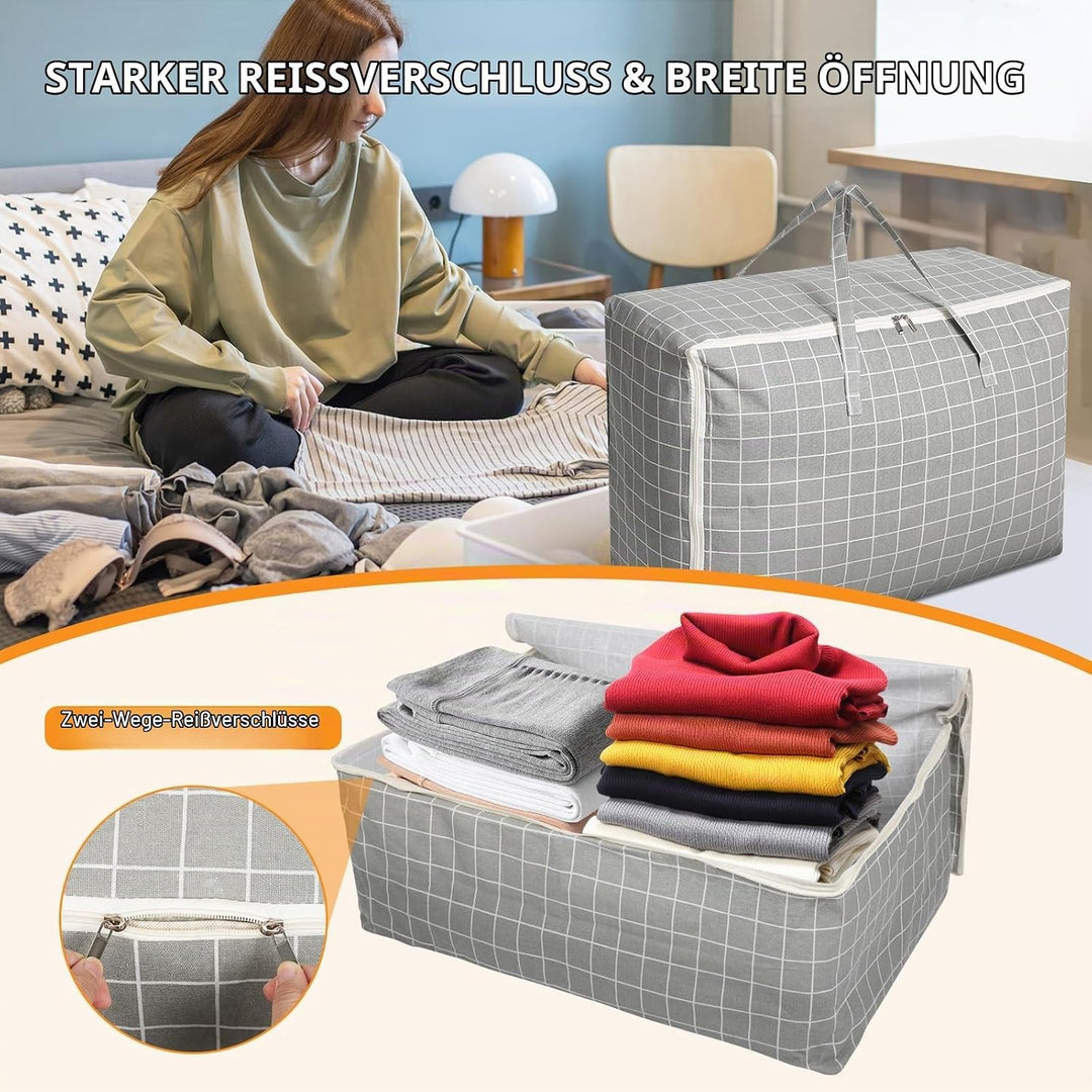 Cozary 2 Stück Aufbewahrungstasche Gross, 105L Umzugstaschen mit Handgriff, Wasserdichte Tragetasche