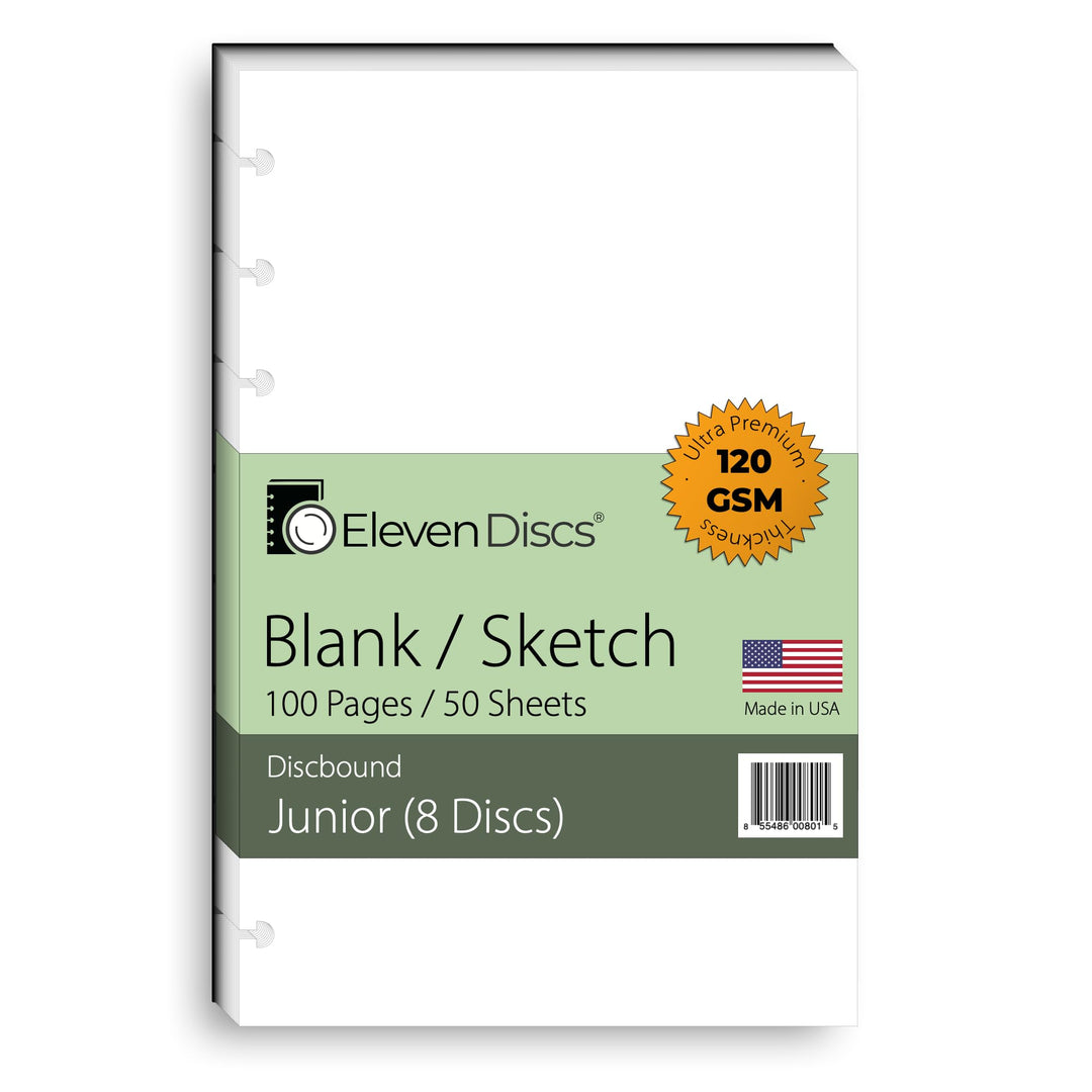 Eleven Discs Junior Blanko-Blätter, schweres Papier, Nachfüllpackungen, gelocht, für Circa, Arc, TUL
