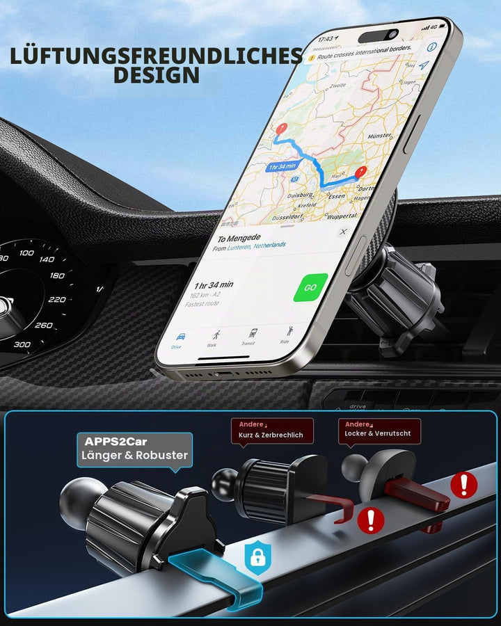 APPS2Car 3-in-1 Handyhalterung Auto Magsafe,360° Drehbar Ausziehbarer Magnetisch Autohalterung Car P