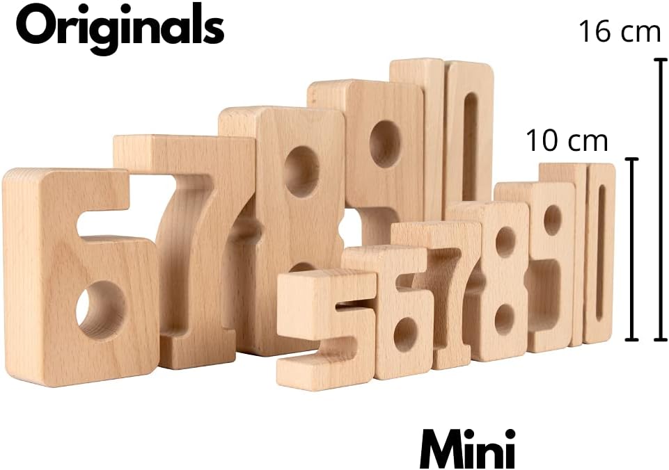 SumBlox Mini (Basic Set) - 80 Holz Bausteine aus massiver Buche - Premium Zahlenbausteine Montessori