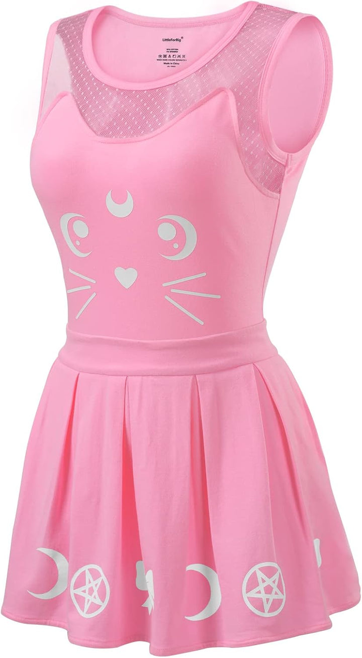LittleForBig Baumwolle Strampler Onesie Pyjamas Bodysuit –Luna Einteiler Rock Set S Rosa, S Rosa