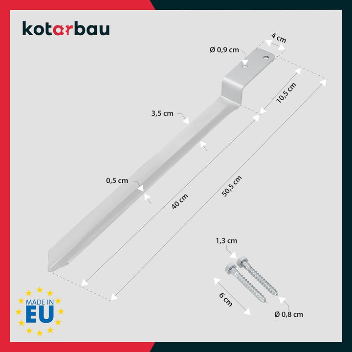KOTARBAU® 4er Set Erdanker - Pfostenträger - 50 cm - Bodenanker - L-Form - Einschlaghülse - für Scha