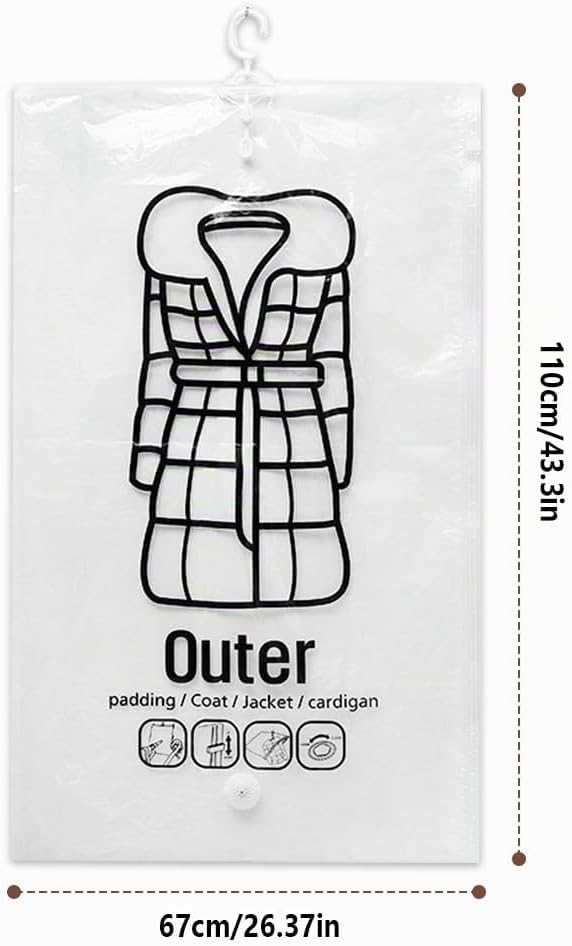 Vakuumbeutel zum Aufhängen, 5 Stück Hängend Vakuumbeutel Mit Kleiderhaken Hanging Vacuum Storage Bag