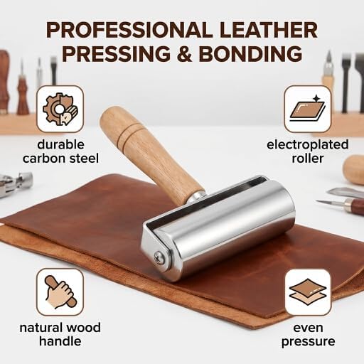 HEEPDD Lederhandwerk Kleber Laminierwerkzeug, Leder Roller Werkzeug Solide High Carbon Steel Leather