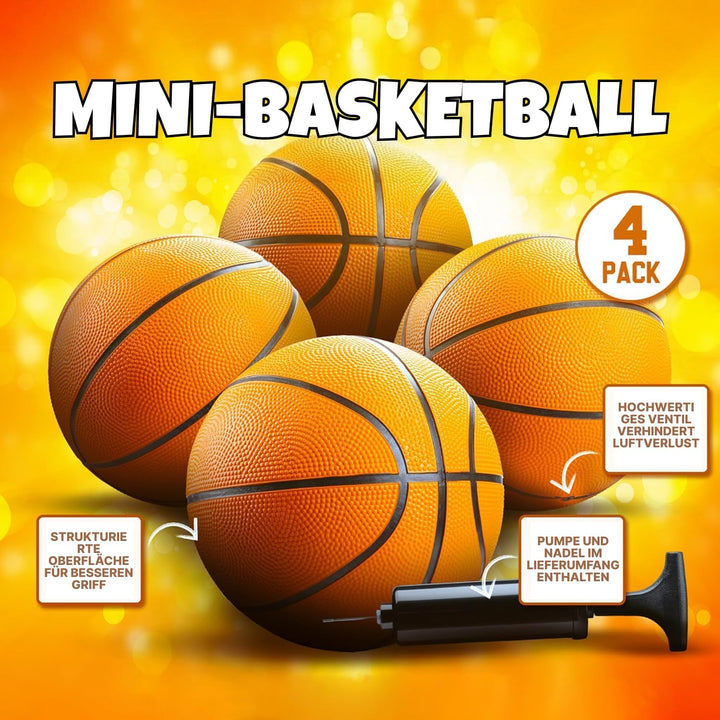 Bedwina Mini Basketbälle - (7 Zoll, Grösse 3) Packung mit 4 - Mini-Hoop-Basketball-Set mit Luftpumpe