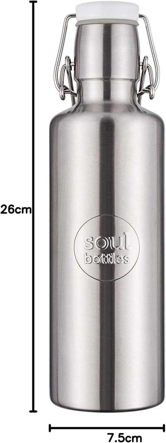 soulbottles Steel 0,6l • Trinkflasche aus Edelstahl • plastikfrei, nachhaltig, vegan 600ml Grau, 600