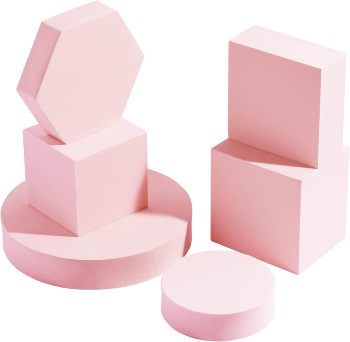Selens Fotografie Requisiten Geometrische Würfelschaumformen 6 Stück Rosa Hintergrund Schaum Requisi
