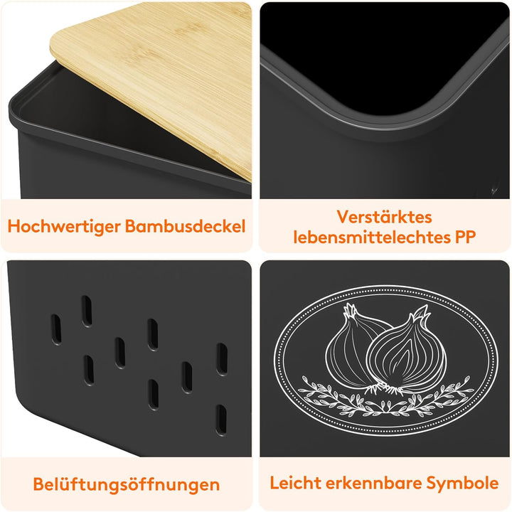 Lifewit Kartoffel Aufbewahrungsbox, 2er Set Grosse Kunttsoff Vorratsdosen für Kartoffel Zwiebel knob