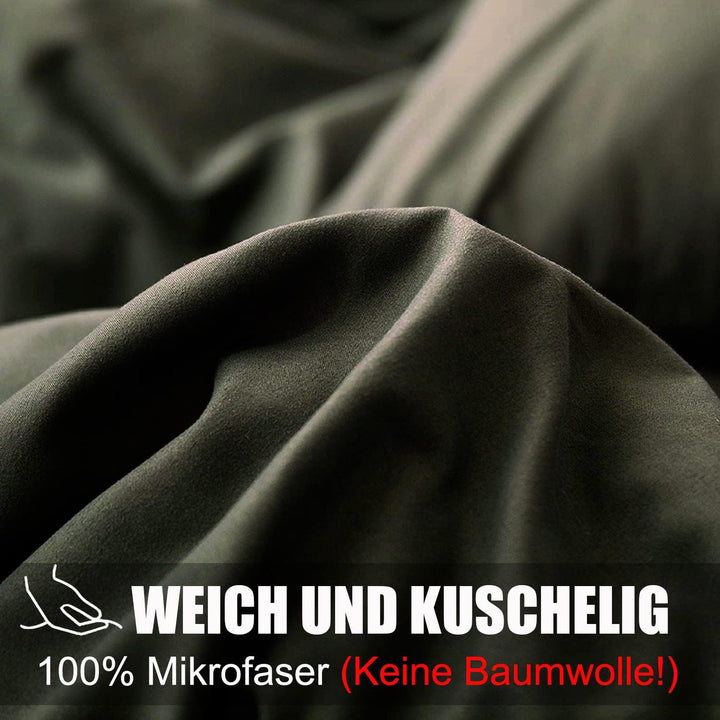 Kissenbezug 40 x 80 2er Set - Kopfkissenbezug 40x80 Olivergrün 100% Mikrofaser bügelfrei & knitterfr