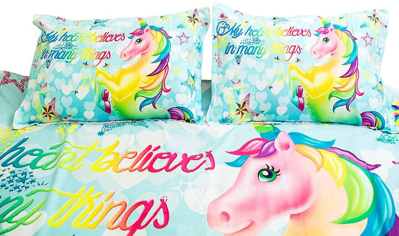 OldPAPA Einhorn Bettwäsche-Set für Kinder, Mädchen-Teenager Bettwäsche mit Unicorn-Motiv ist weich u