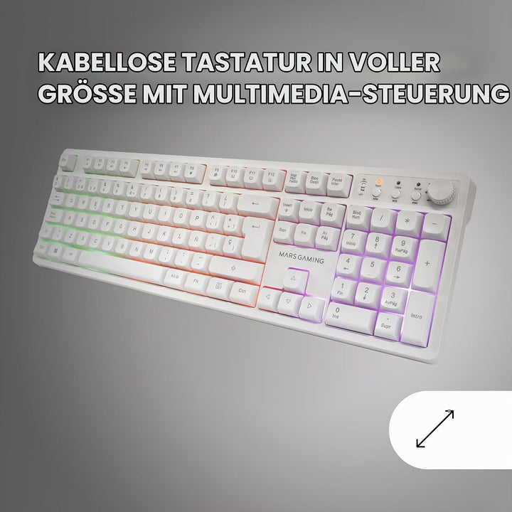 Mars Gaming MCPWX, Italienisch, Kabelloses Gaming-Combo, DualPro Link 2.4GPRO-Technologie, Vollforma