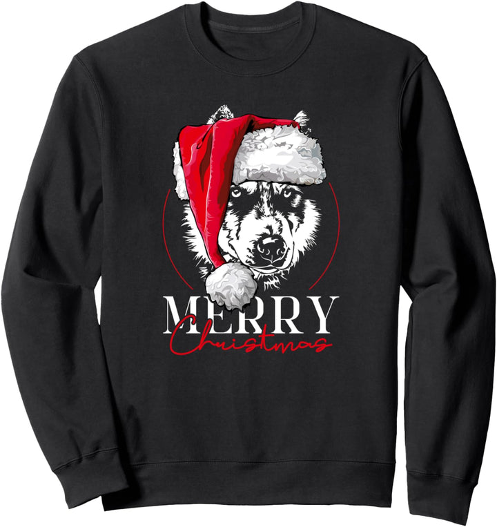 Santa Siberian Husky Merry Christmas Weihnachten Hunde Sweatshirt