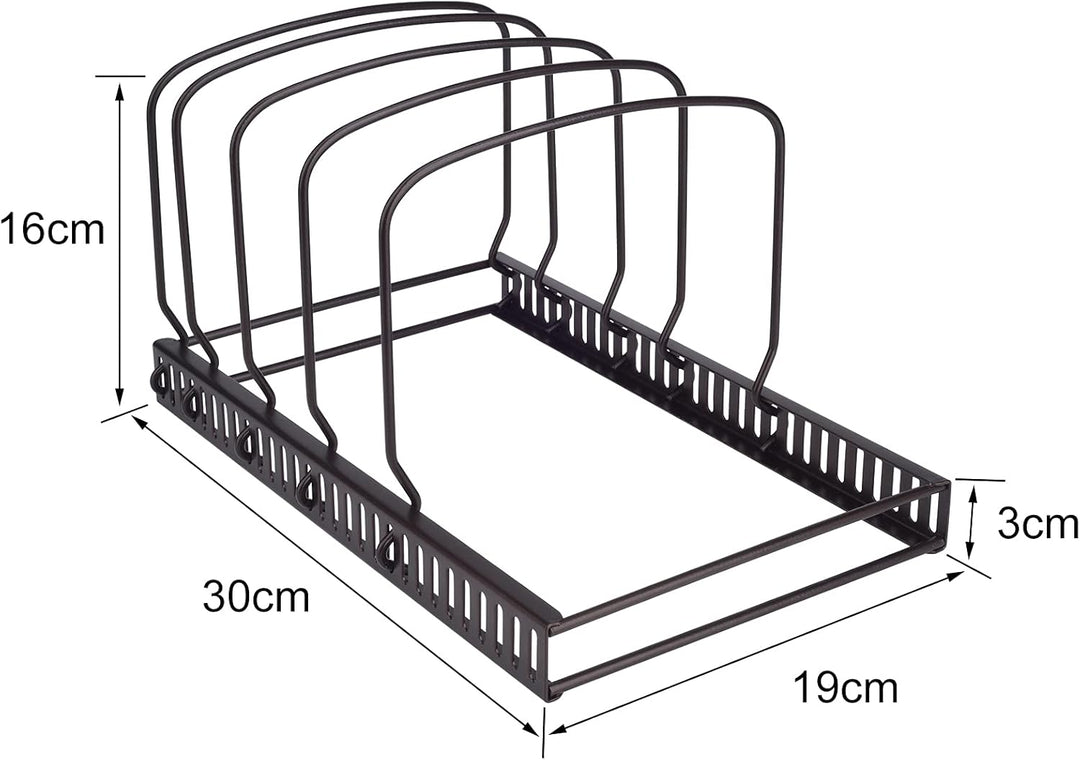 Toplife Deckelorganizer für Teller, Deckelhalter mit 10 verstellbaren Teiler, Abtropfgestell, Küchen