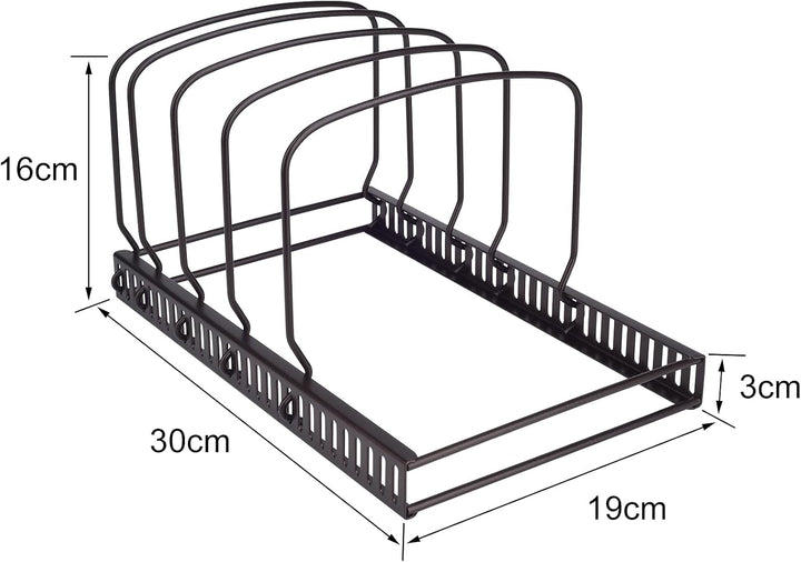Toplife Deckelorganizer für Teller, Deckelhalter mit 10 verstellbaren Teiler, Abtropfgestell, Küchen