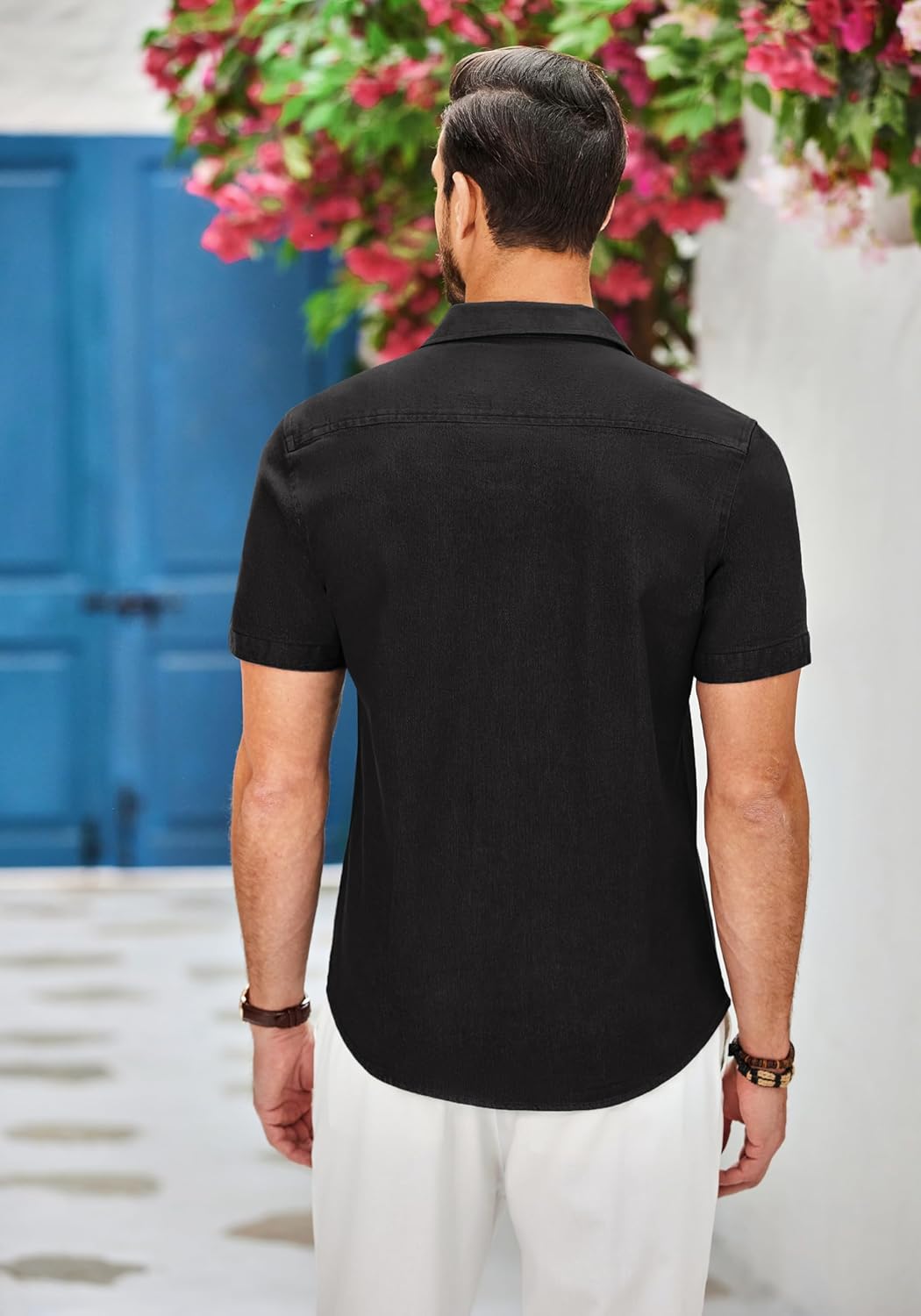 COOFANDY Herren Hemd Kurzarm Jeanshemd Slim Fit Baumwolle Vintage Freizeithemd Sommer Hemden Für Her