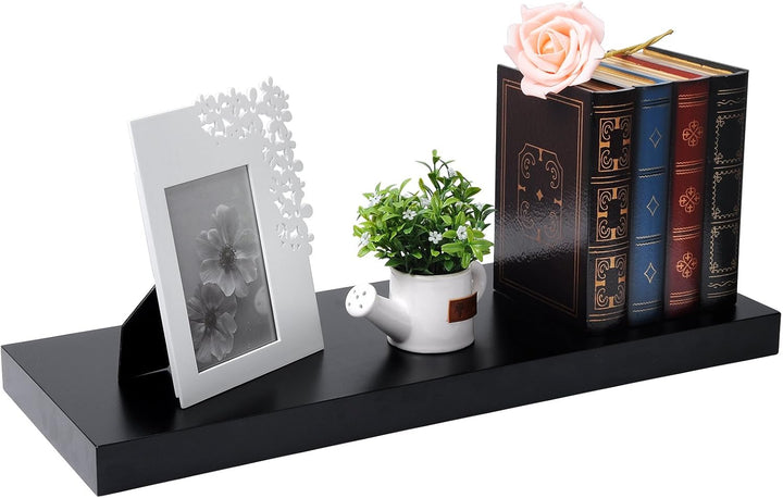 EUGAD Wandregal Schwarz, Regal Wand 2er Set für Wohnzimmer/Büro, Hängeregal mit Bilderrahmen für Sch