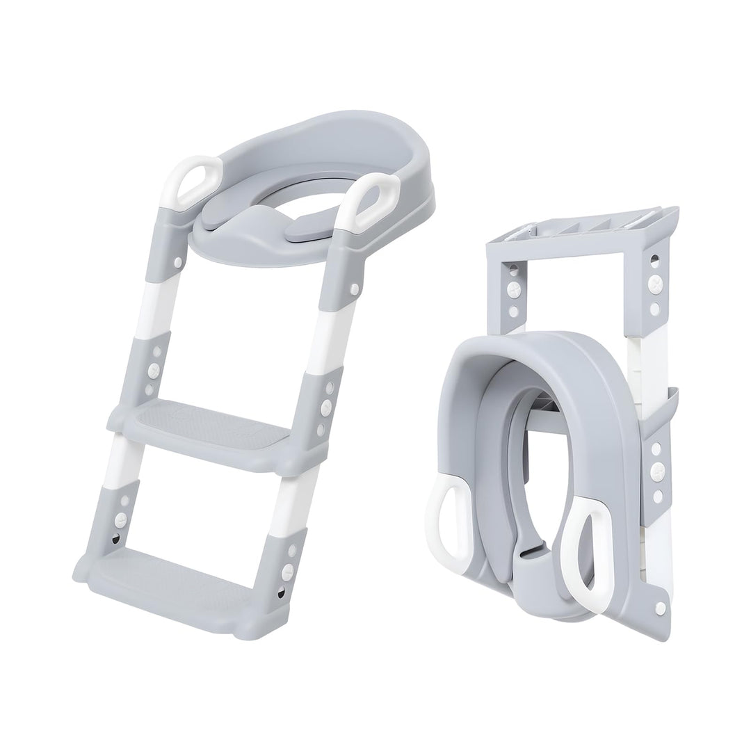 Toilettensitz Kinder mit Treppe, Abnehmbare PU-Kissen Klappbarer | Kinder Toilettentrainer Höhenvers