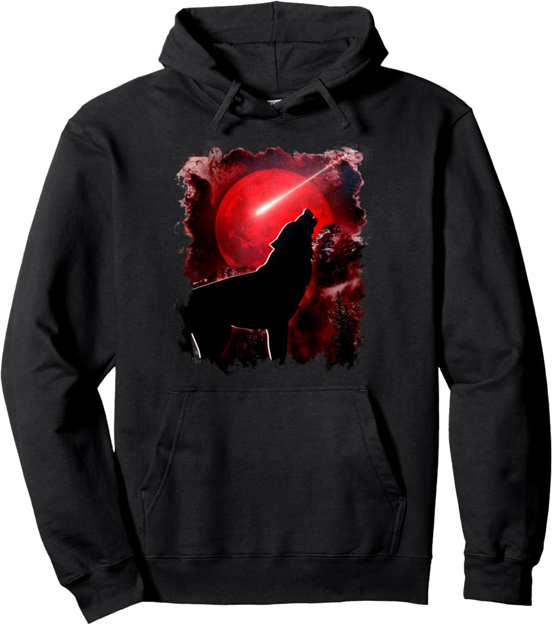 Wolf Red Moon Japan Otaku Anime und Manga Pullover Hoodie