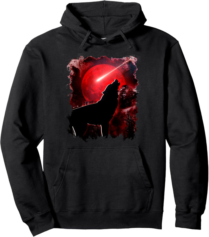 Wolf Red Moon Japan Otaku Anime und Manga Pullover Hoodie