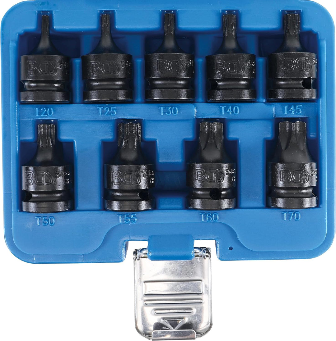 BGS 5486 | Kraft-Bit-Einsatz-Satz | 12,5 mm (1/2") | T-Profil (für Torx) T20 - T70 | 9-tlg. 9-tlg. |