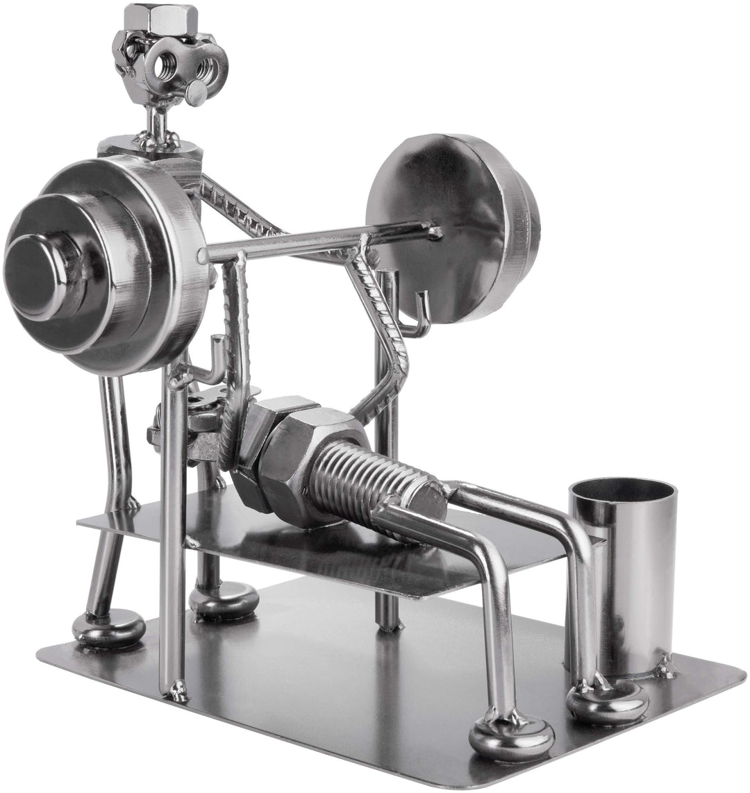 BRUBAKER Schraubenmännchen Bodybuilder Bankdrücken - Handarbeit Eisenfigur Metallmännchen - Metallfi