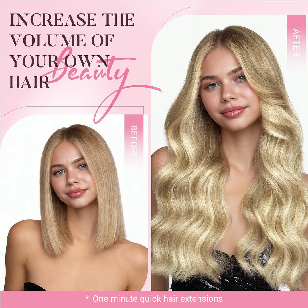 MAXITA Clip in Haarverlängerungen aus echtem Menschenhaar, Remy Haar Clip in Extensions für Damen, n