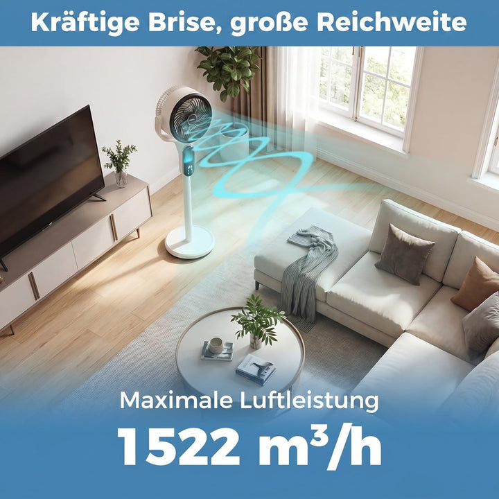 COSTWAY Standventilator leise mit Fernbedienung, 54-96 cm höhenverstellbar | Bodenventilator mit 8 S