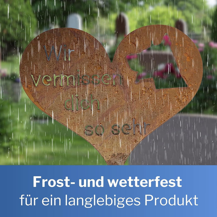 Radami Edelrost Grabherz Grabstecker Grabschmuck Gedenkstein Trauerherz Herz Spruch Stecker für Grab