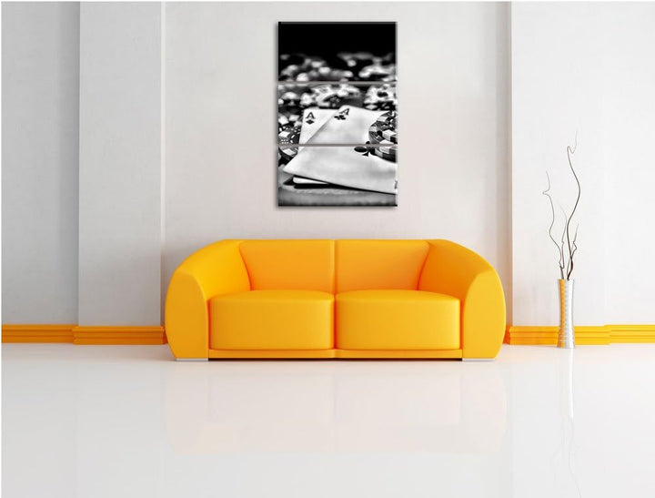 Pixxprint Spielkarten als Leinwandbild | Grösse: 3 Teilig (120x80) | Wandbild| Kunstdruck | fertig b