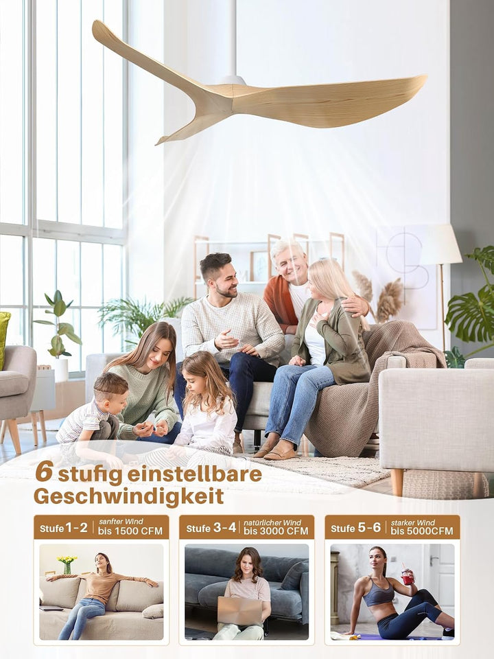 Sofucor 97cm Smart Deckenventilator mit Fernbedienung, Leise Deckenventilator mit Alexa/APP/WLAN, DC