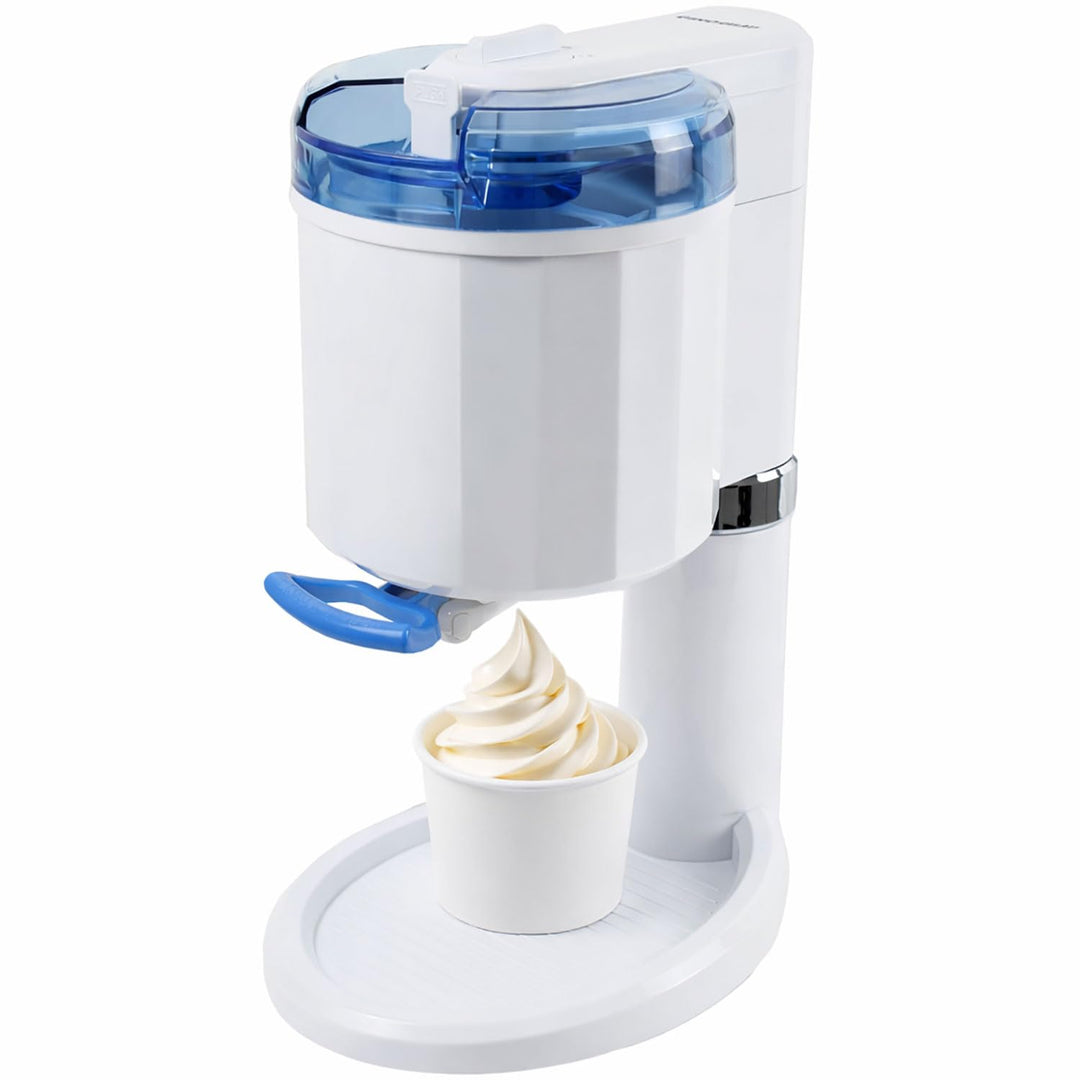 Gino Gelati Softeismaschine Creamy für Zuhause | frisches Softeis selbst machen | 15W | Weiss/Blau |