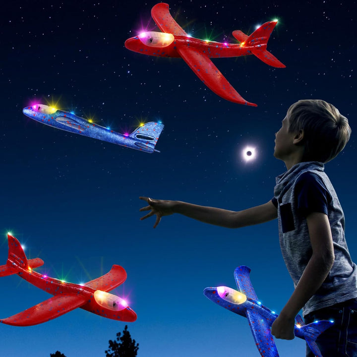 NUOBESTY Grosses Wurfschaumflugzeug Led-Licht Flugzeugspielzeug Segelflugzeug Flugzeugmodell Outdoor