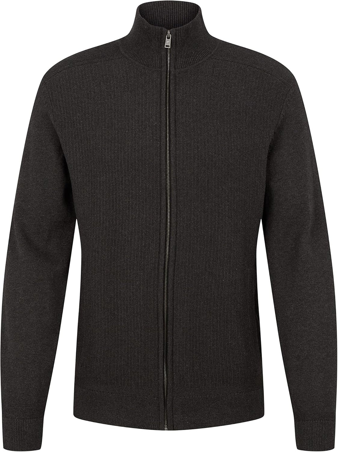 TOM TAILOR Herren Organic Cotton Cardigan with Stand-Up Collar S 10617 - Black Grey Melange, S 10617